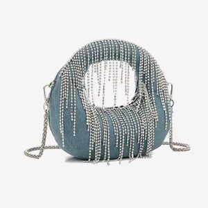 Elegant Silver and Blue Women's Bag